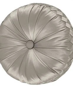 Five Queens Court Tufted Round Throw Pillow Silver