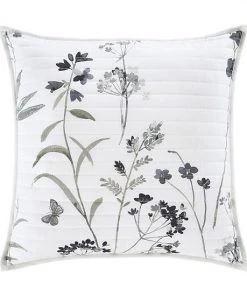 Five Queens Court Bonnie Gray 18" Square Quilted Decorative Throw Pillow