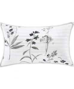 Five Queens Court Bonnie Gray Quilted Boudoir Decorative Throw Pillow