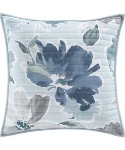 Five Queens Court Michelle Blue 18" Square Quilted Decorative Throw Pillow