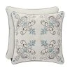 Five Queens Court Garrison White 18" Square Embellished Decorative Throw Pillow