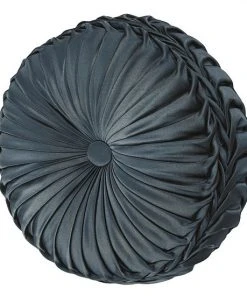 Five Queens Court Carla Azure Tufted Round Decorative Throw Pillow