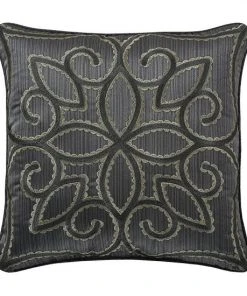 Five Queens Court Darwin Charcoal 18" Square Decorative Throw Pillow