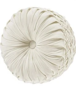 Five Queens Court Othello Cream Tufted Round Decorative Throw Pillow