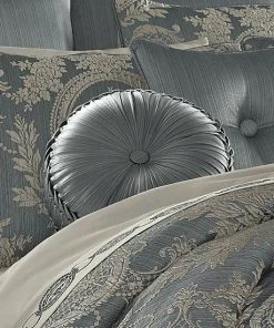 Five Queens Court Nadine Blue Tufted Round Decorative Throw Pillow -J. Queen New York shop unnamed file 1286