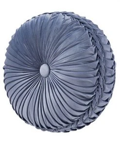 Five Queens Court Alexa Powder Blue Tufted Round Decorative Throw Pillow