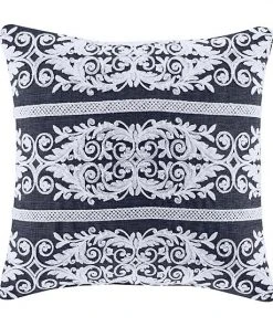Five Queens Court Shelburne Indigo 18" Square Decorative Throw Pillow