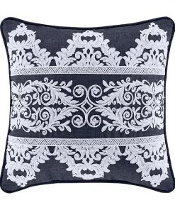 Five Queens Court Shelburne Indigo 16" Square Decorative Throw Pillow