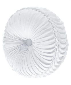 Five Queens Court Shelburne White Tufted Round Decorative Throw Pillow