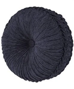 Five Queens Court Woodstock Indigo Tufted Round Decorative Throw Pillow