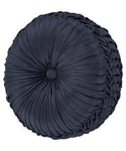 Five Queens Court Bristol Indigo Tufted Round Decorative Throw Pillow