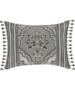Five Queens Court Silverstone Silver Boudoir Decorative Throw Pillow