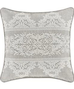 Five Queens Court Maryanne Beige 18" Square Decorative Throw Pillow
