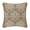 Five Queens Court Vivianna Turquoise 20" Square Decorative Throw Pillow