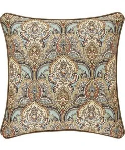 Five Queens Court Vivianna Turquoise 20" Square Decorative Throw Pillow