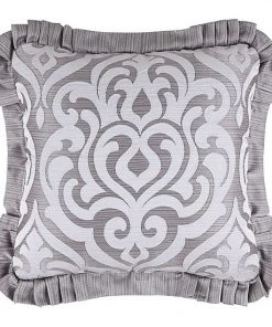 Five Queens Court Lafayette Silver 20" Square Decorative Throw Pillow