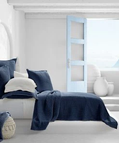 Five Queens Court Pine Beach Coverlet Or Sham Blue