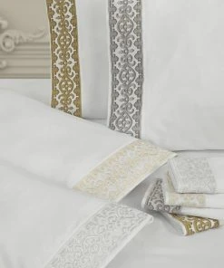 Five Queens Court Makayla Sheet Set Or Pillowcase Set Gold -J. Queen New York shop unnamed file 244