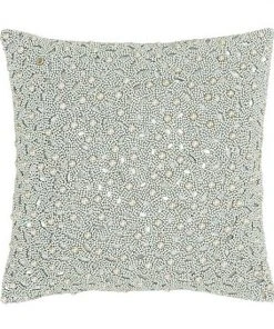 Five Queens Court Beaded Decorative Throw Pillow White