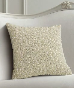 Five Queens Court Beaded Decorative Throw Pillow White -J. Queen New York shop unnamed file 415