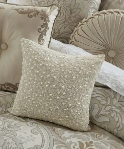 Five Queens Court Beaded Decorative Throw Pillow White -J. Queen New York shop unnamed file 417
