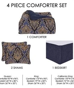 Five Queens Court Woodstock Indigo Comforter Set With Shams -J. Queen New York shop unnamed file 518