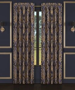 Five Queens Court Woodstock Indigo 2-pack Window Curtain Set