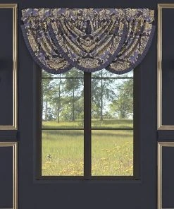 Five Queens Court Woodstock Indigo Window Waterfall Valance