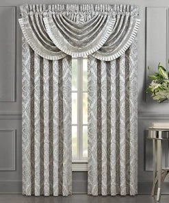 Five Queens Court Tammy Silver 84" Set Of 2 Window Curtain Panels