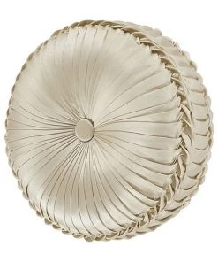 Five Queens Court Baltimore Ivory Tufted Round Decorative Throw Pillow