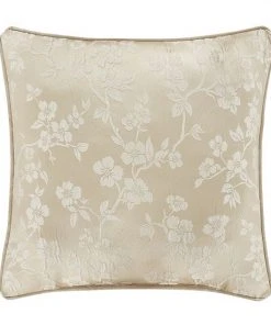 Five Queens Court Baltimore Ivory 18" Square Decorative Throw Pillow